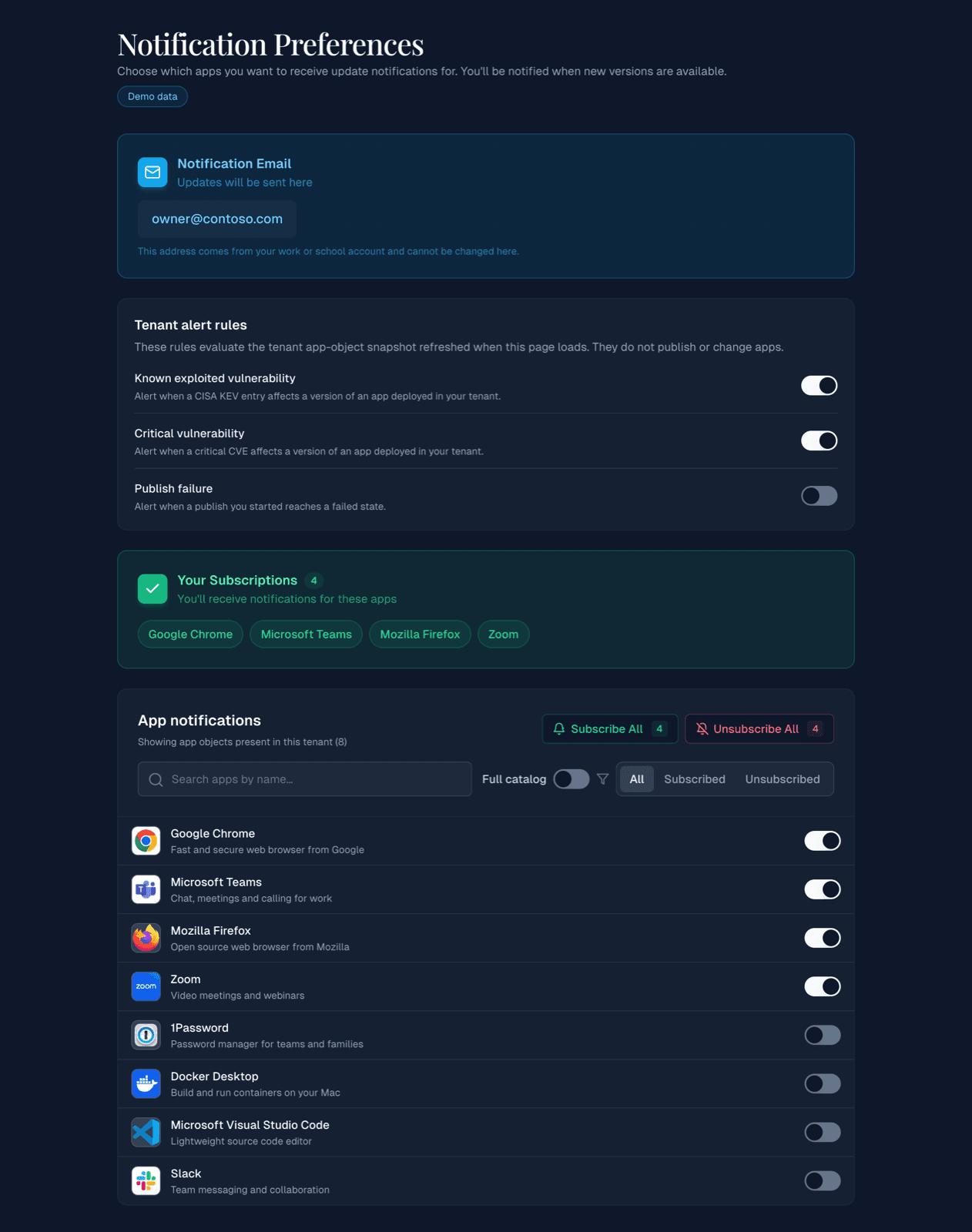 Notification preferences